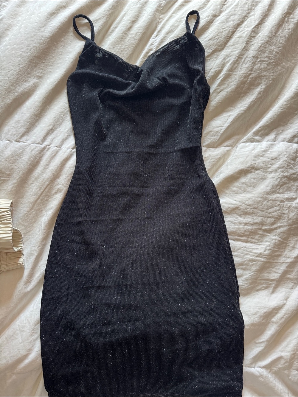 Hello Molly Black Sparkle Cowl Neck Mini Dress